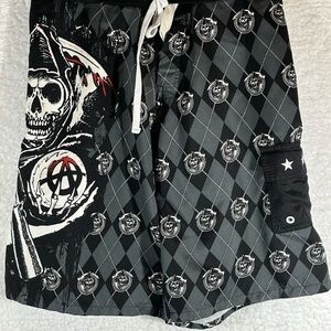 Men's Black Skull Swim Shorts